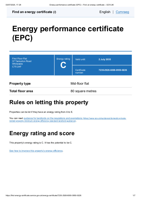 EPC Graph for Tankerton Road, West Of Tankerton Circus, Whitstable