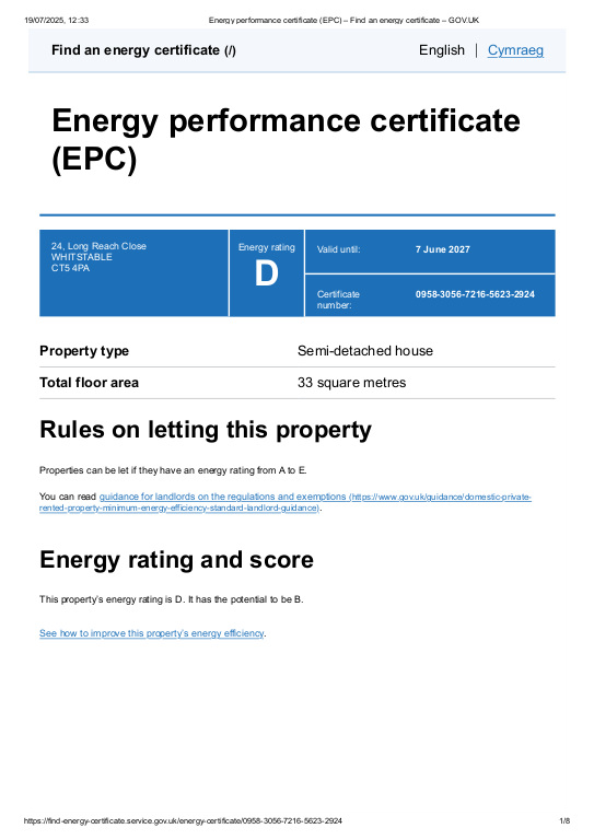 EPC Graph for Long Reach Close, Whitstable